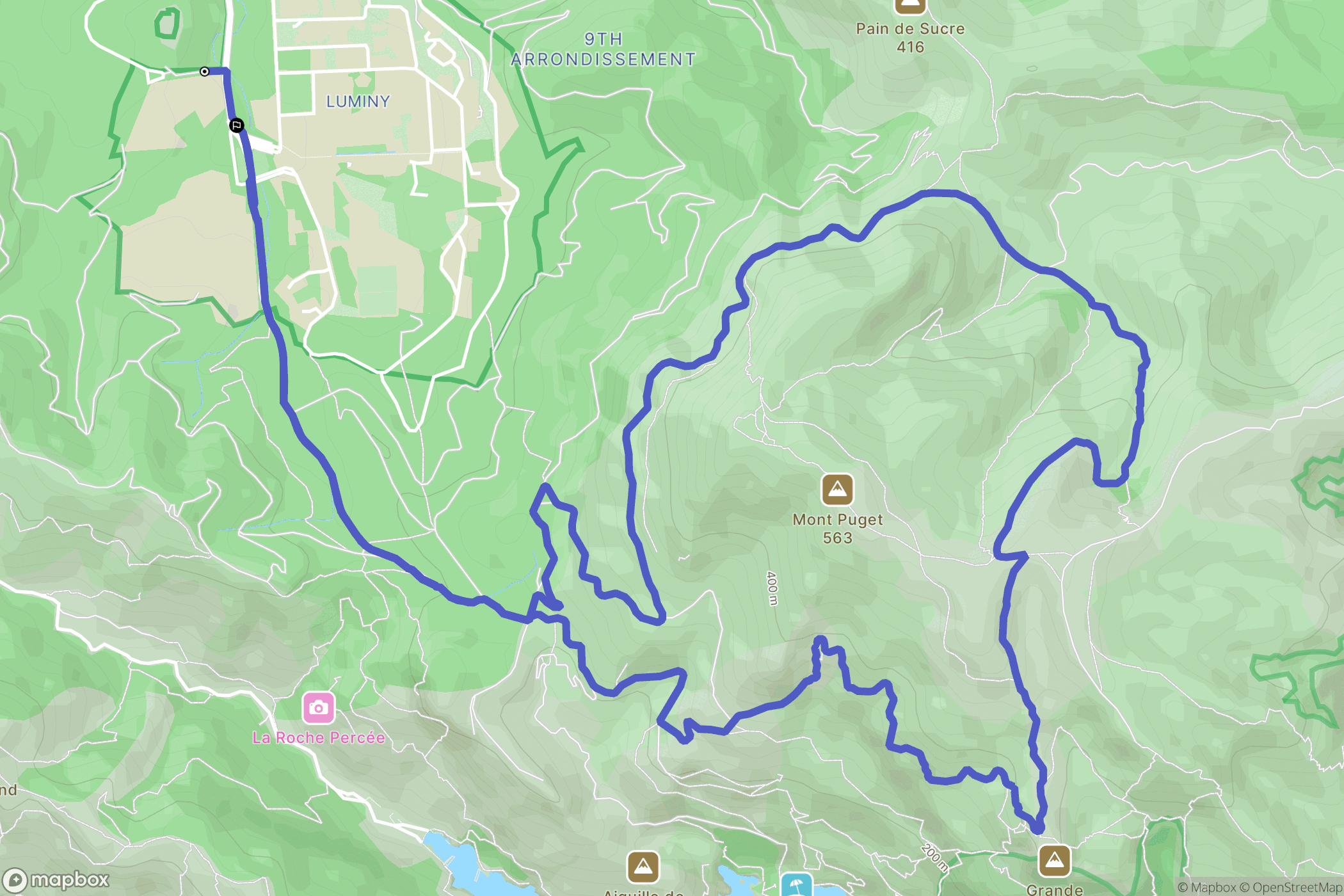 Marseille : carte du parcours de randonnée - France