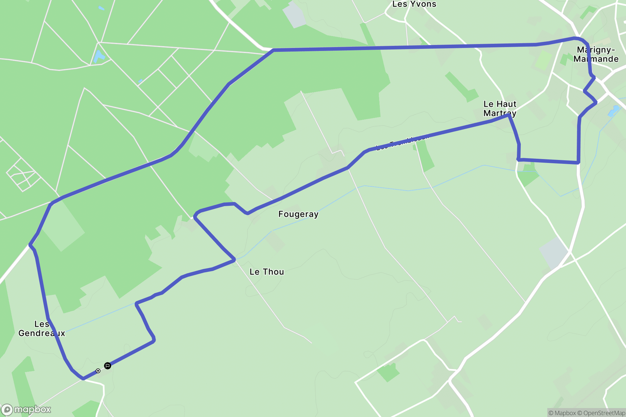 Marigny-Marmande : carte du parcours de randonnée - France