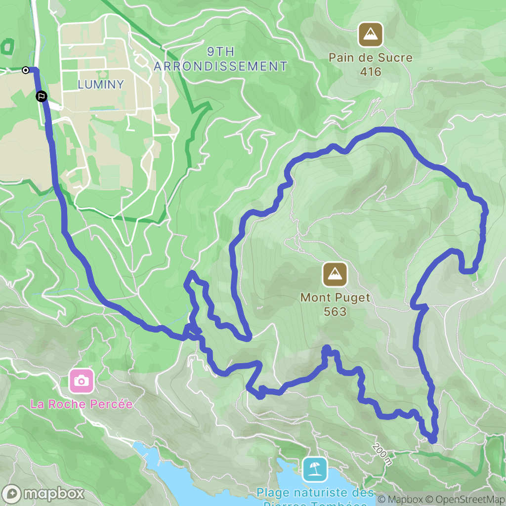 Marseille : carte du parcours de randonnée - France