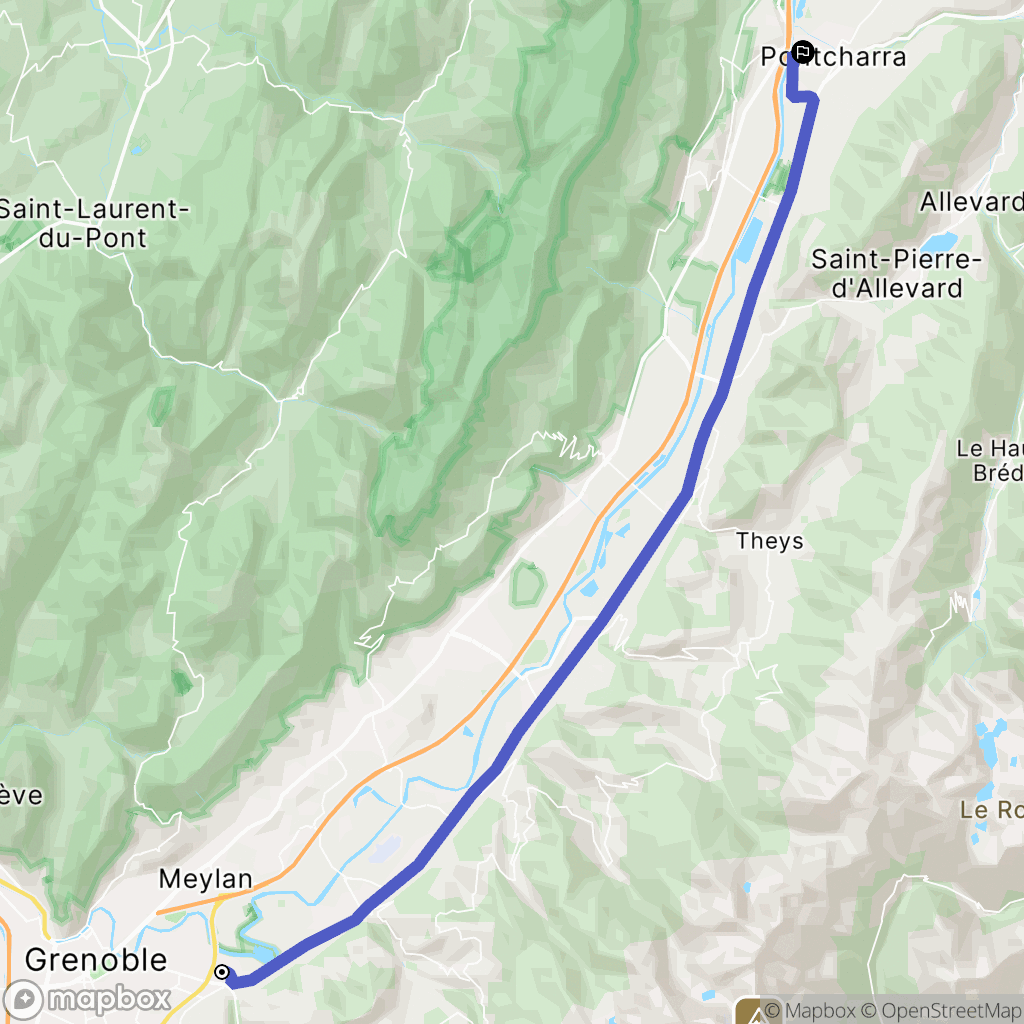 Gières : carte du parcours de randonnée - France