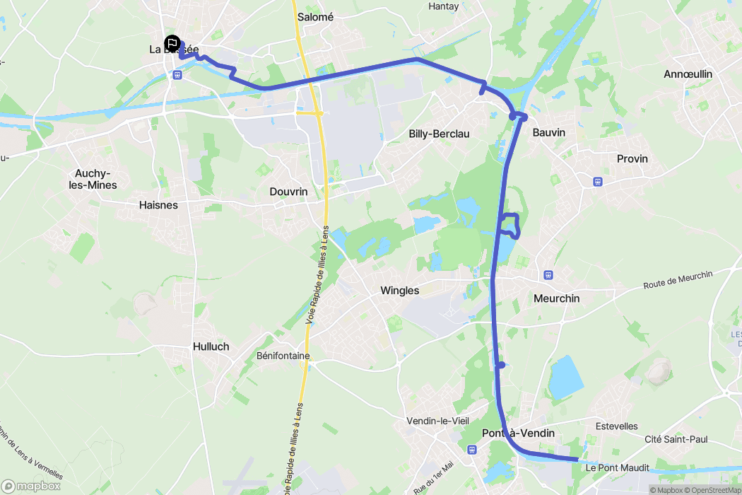 Bassée : carte du parcours de randonnée - France