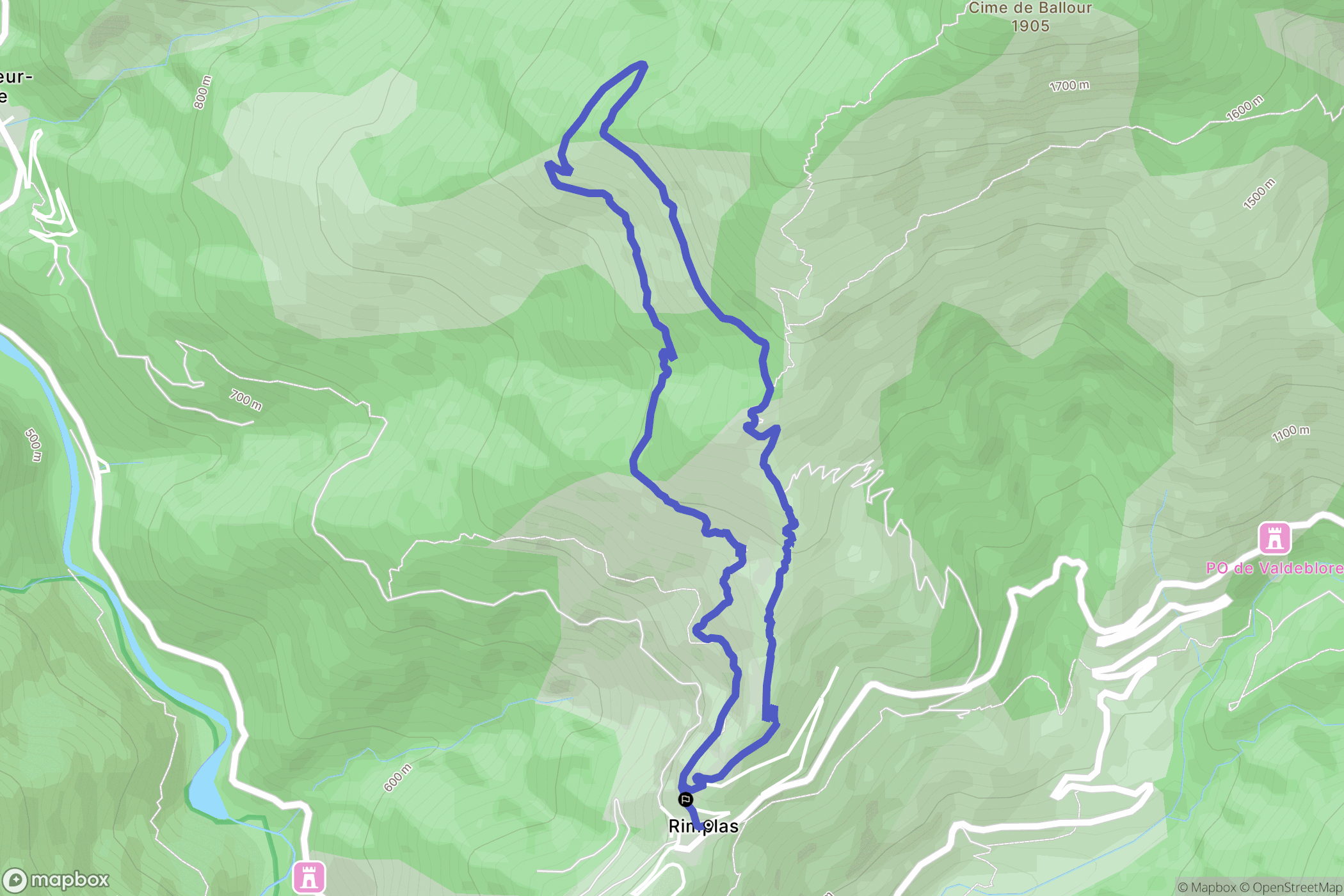 Rimplas : carte du parcours de randonnée - France