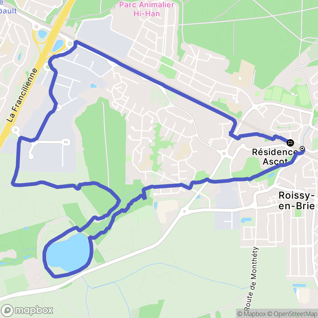 Roissy-en-Brie : carte du parcours de randonnée - France