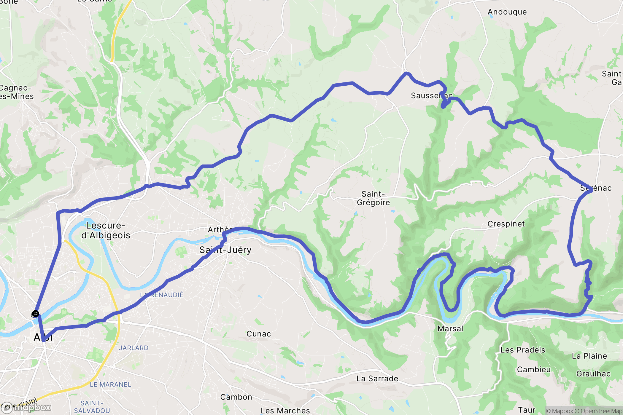 Albi : carte du parcours de randonnée - France