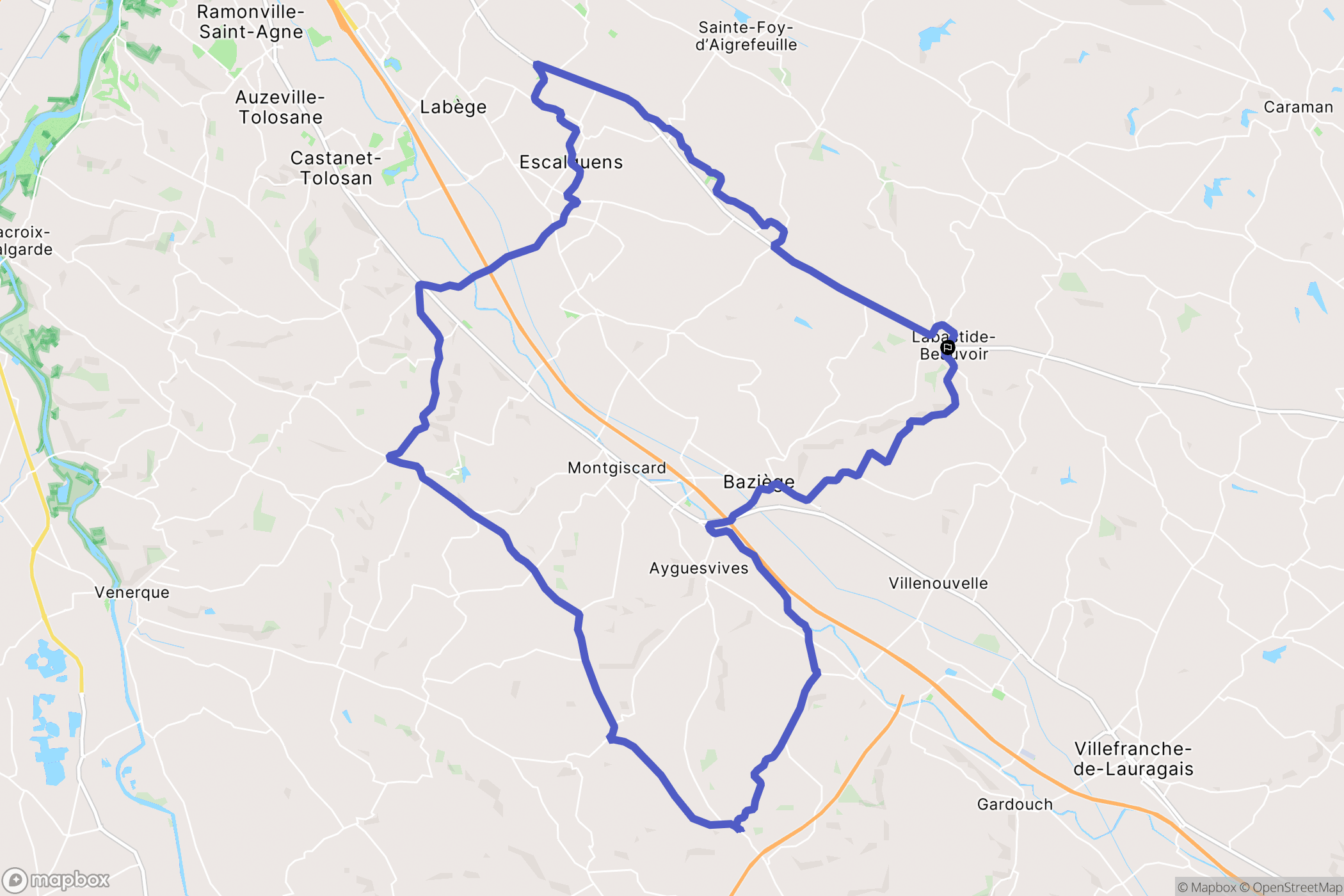 Labastide-Beauvoir : carte du parcours de randonnée - France