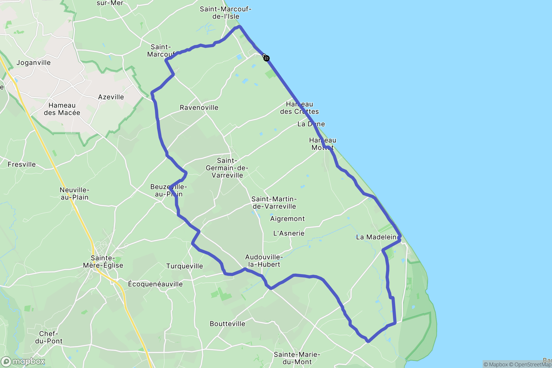 Sainte-Mère-Église : carte du parcours de randonnée - France