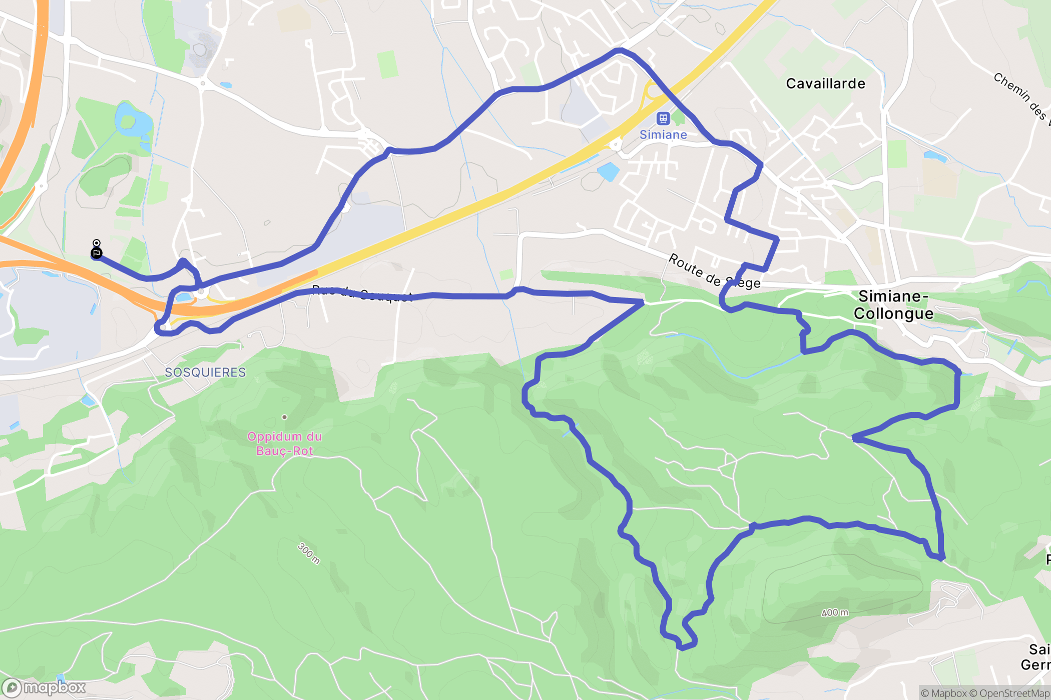 Bouc-Bel-Air : carte du parcours de randonnée - France