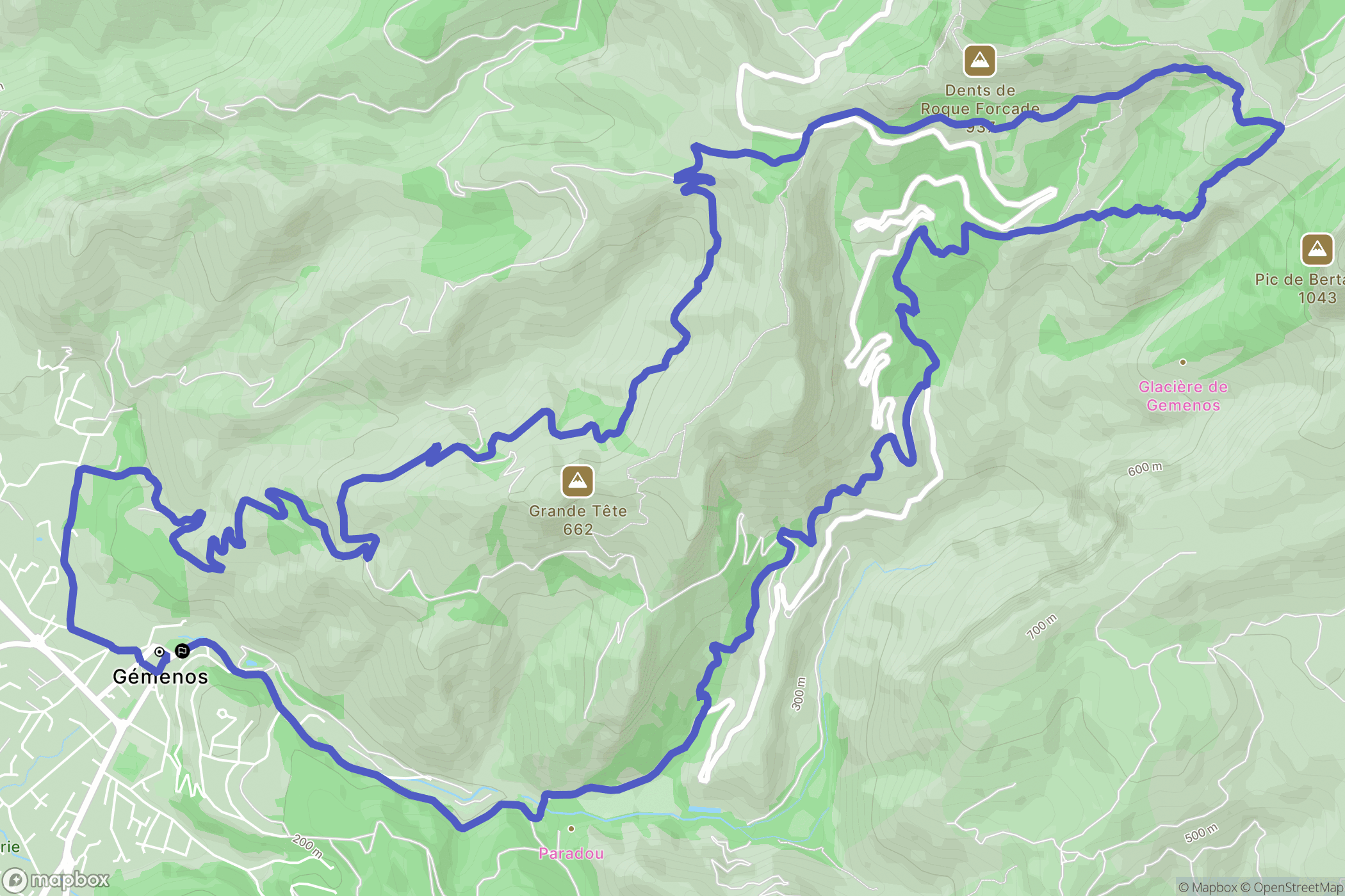 Gémenos : carte du parcours de randonnée - France
