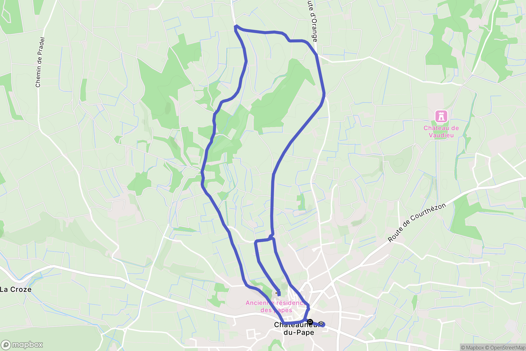 Châteauneuf-du-Pape : carte du parcours de randonnée - France