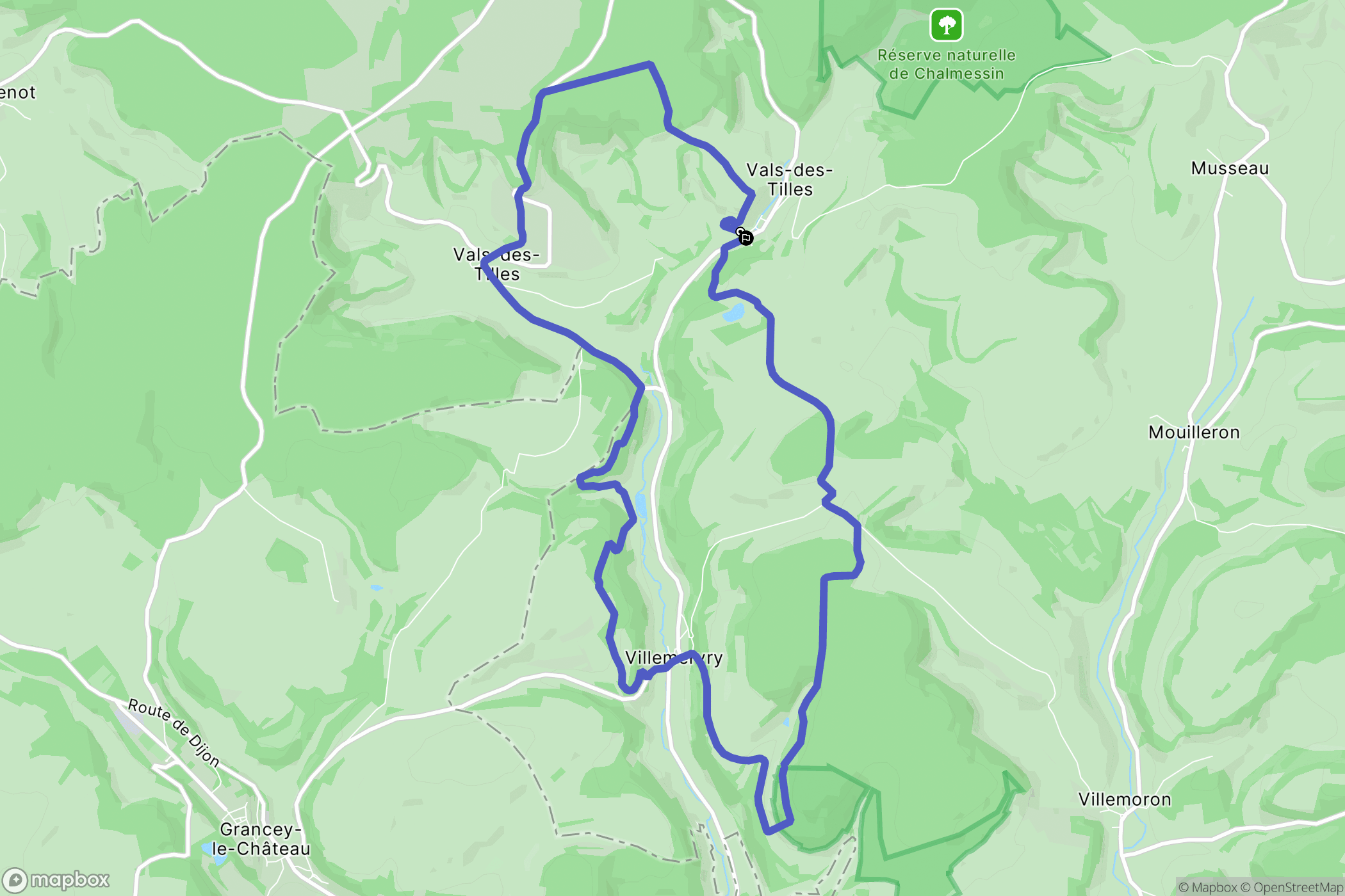 Vals-des-Tilles : carte du parcours de randonnée - France