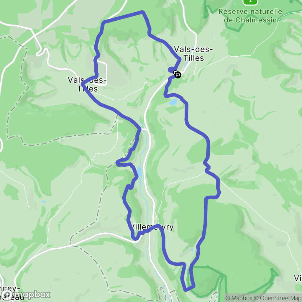 Vals-des-Tilles : carte du parcours de randonnée - France