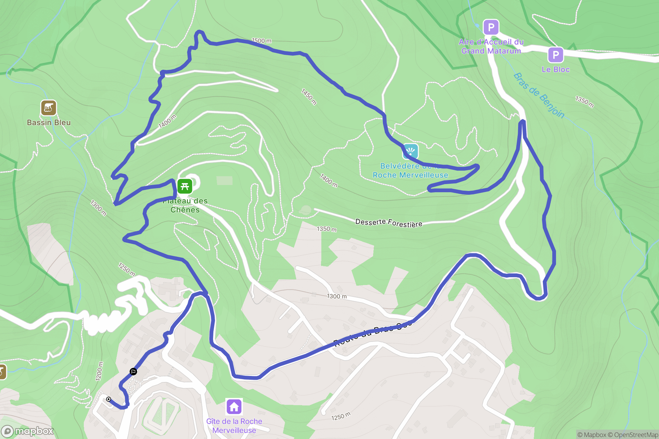 Cilaos : carte du parcours de randonnée - France