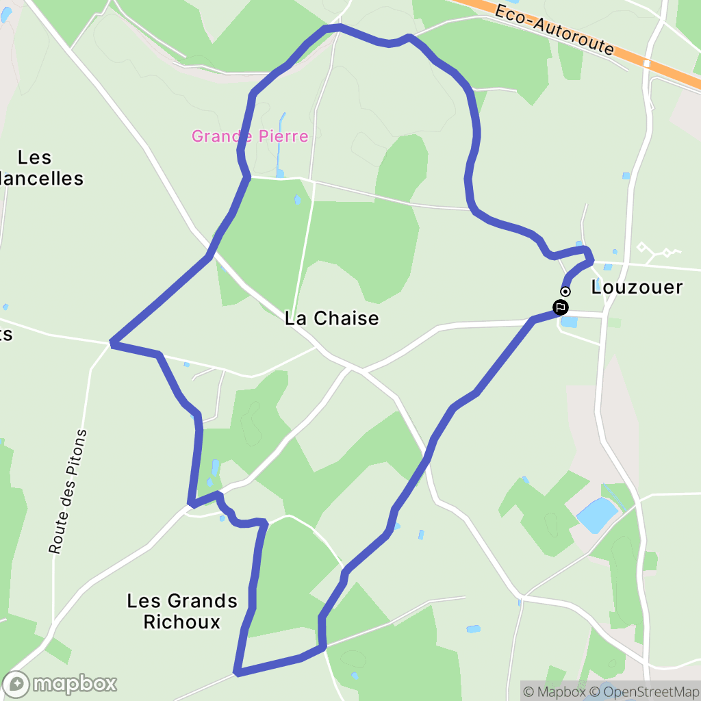 Louzouer : carte du parcours de randonnée - France