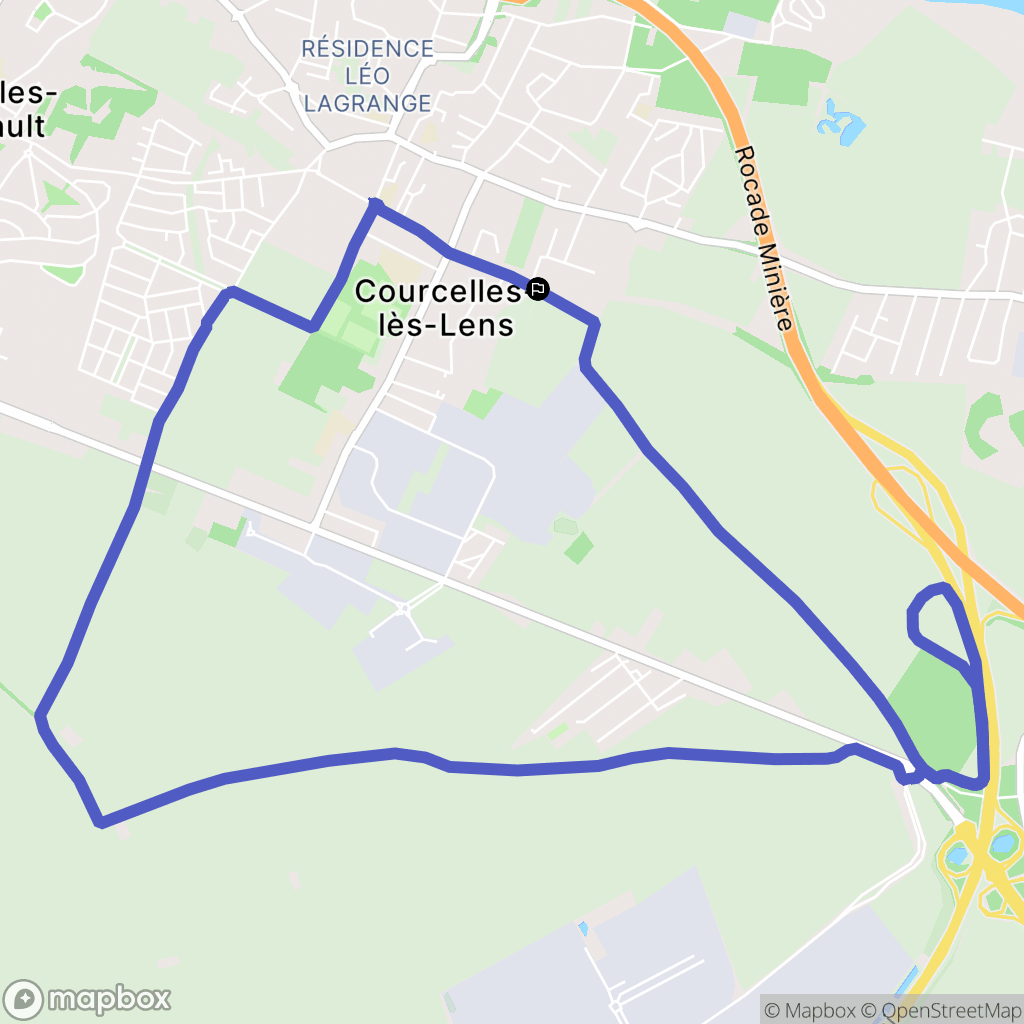 Courcelles-lès-Lens : carte du parcours de randonnée - France