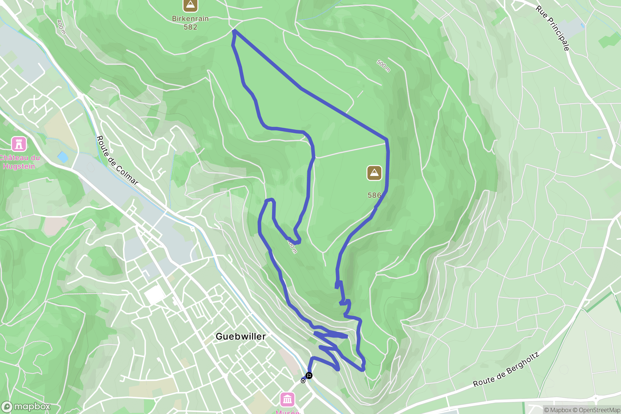 Guebwiller : carte du parcours de randonnée - France