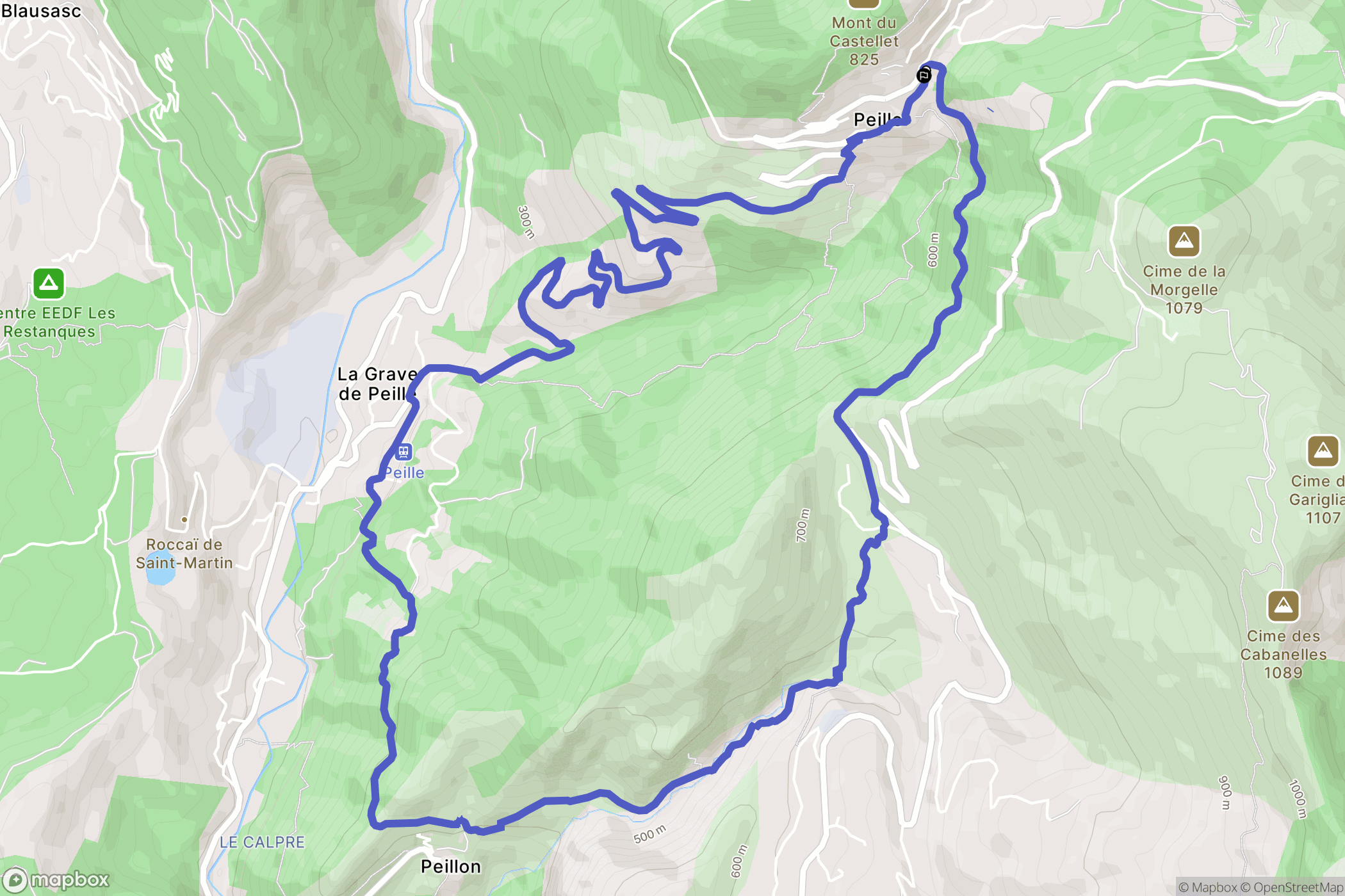 Peille : carte du parcours de randonnée - France