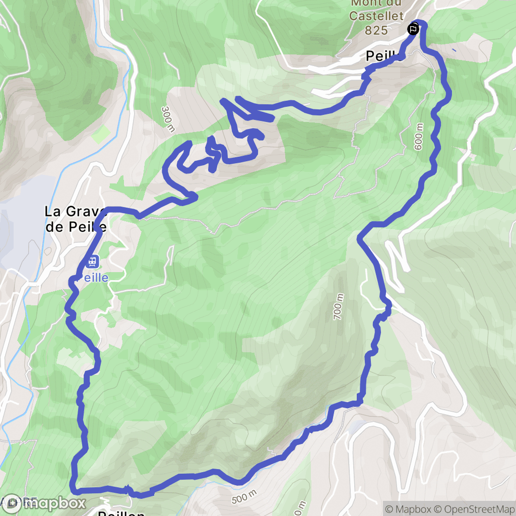 Peille : carte du parcours de randonnée - France