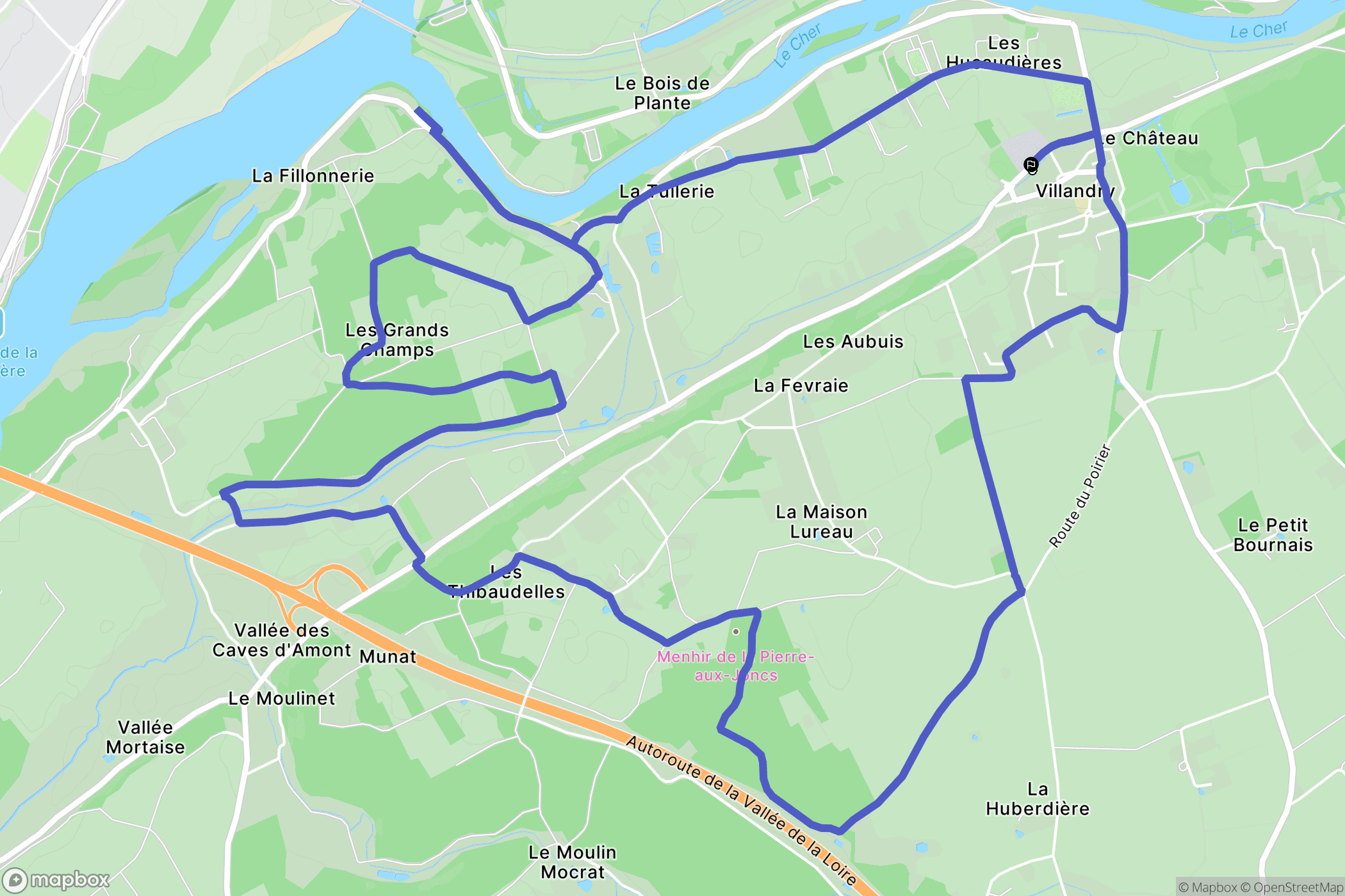 Villandry : carte du parcours de randonnée - France