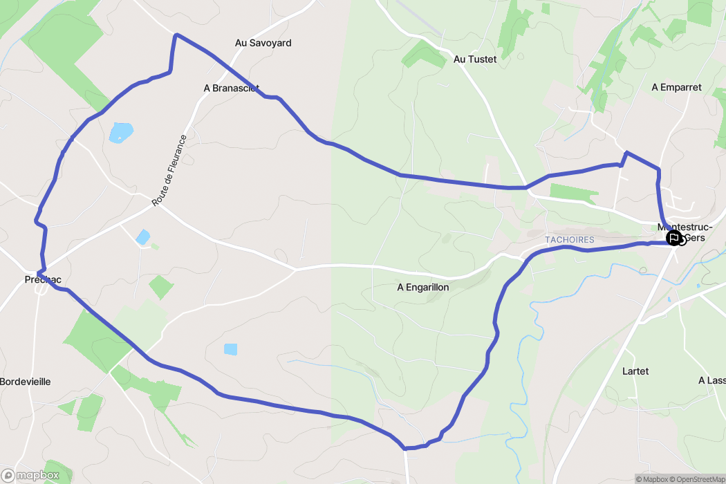 Montestruc-sur-Gers : carte du parcours de randonnée - France