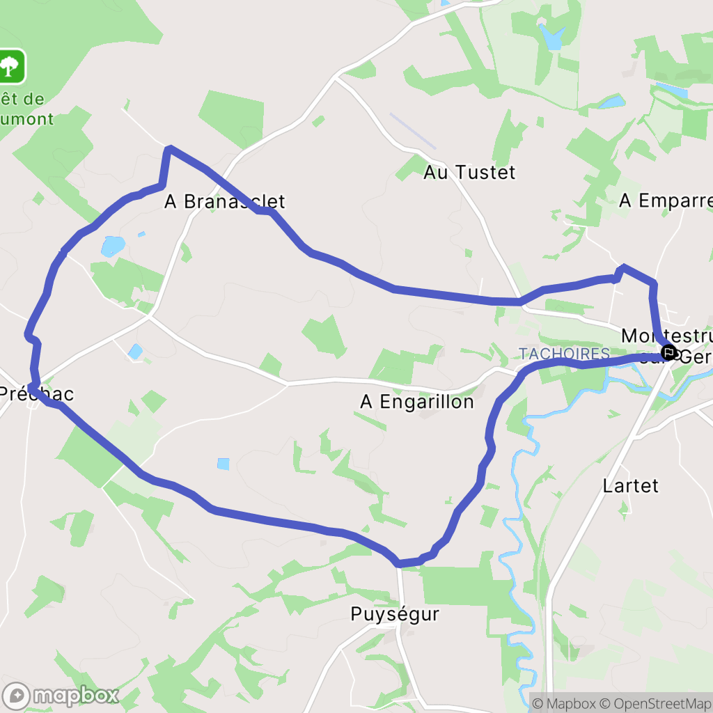 Montestruc-sur-Gers : carte du parcours de randonnée - France