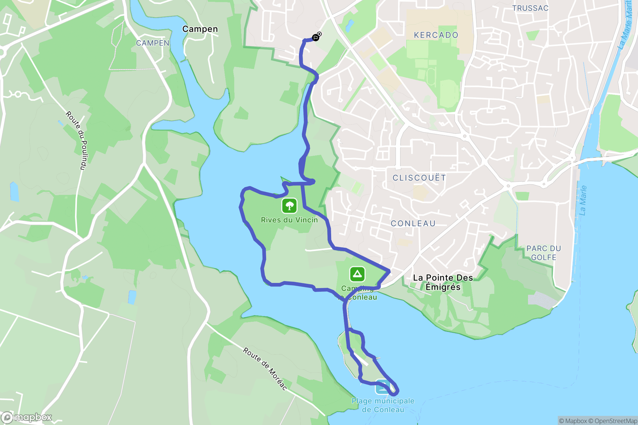 Vannes : carte du parcours de randonnée - France