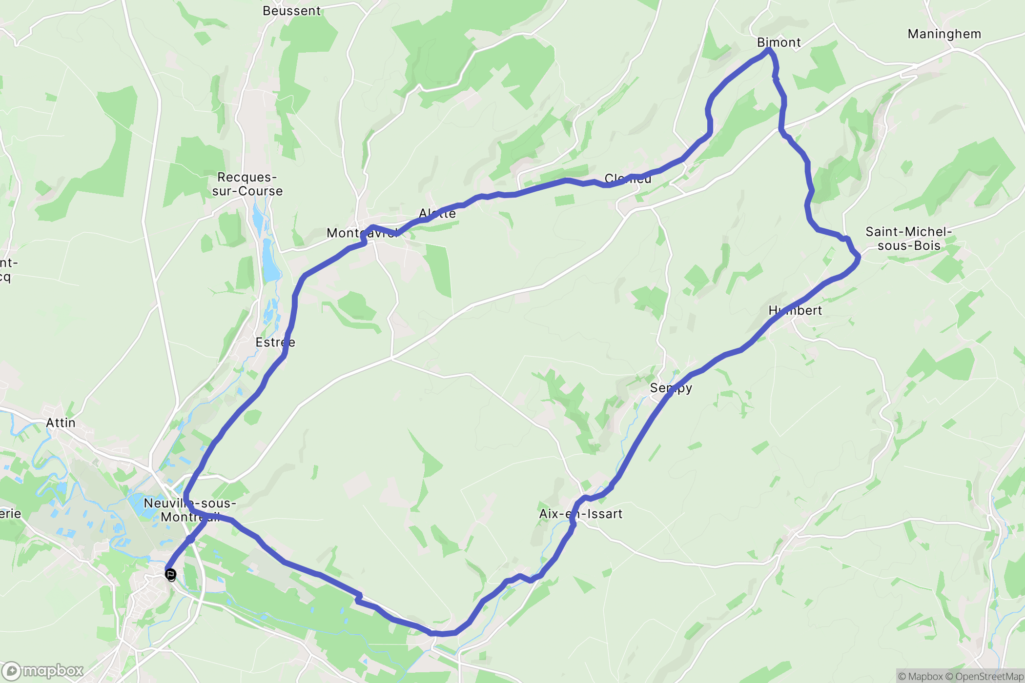 Montreuil-sur-Mer : carte du parcours de randonnée - France