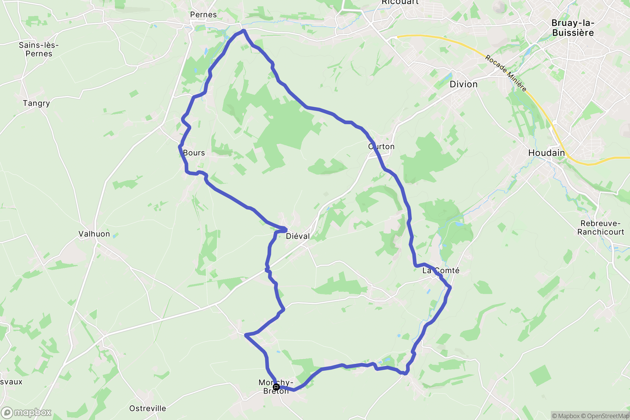 Monchy-Breton : carte du parcours de randonnée - France
