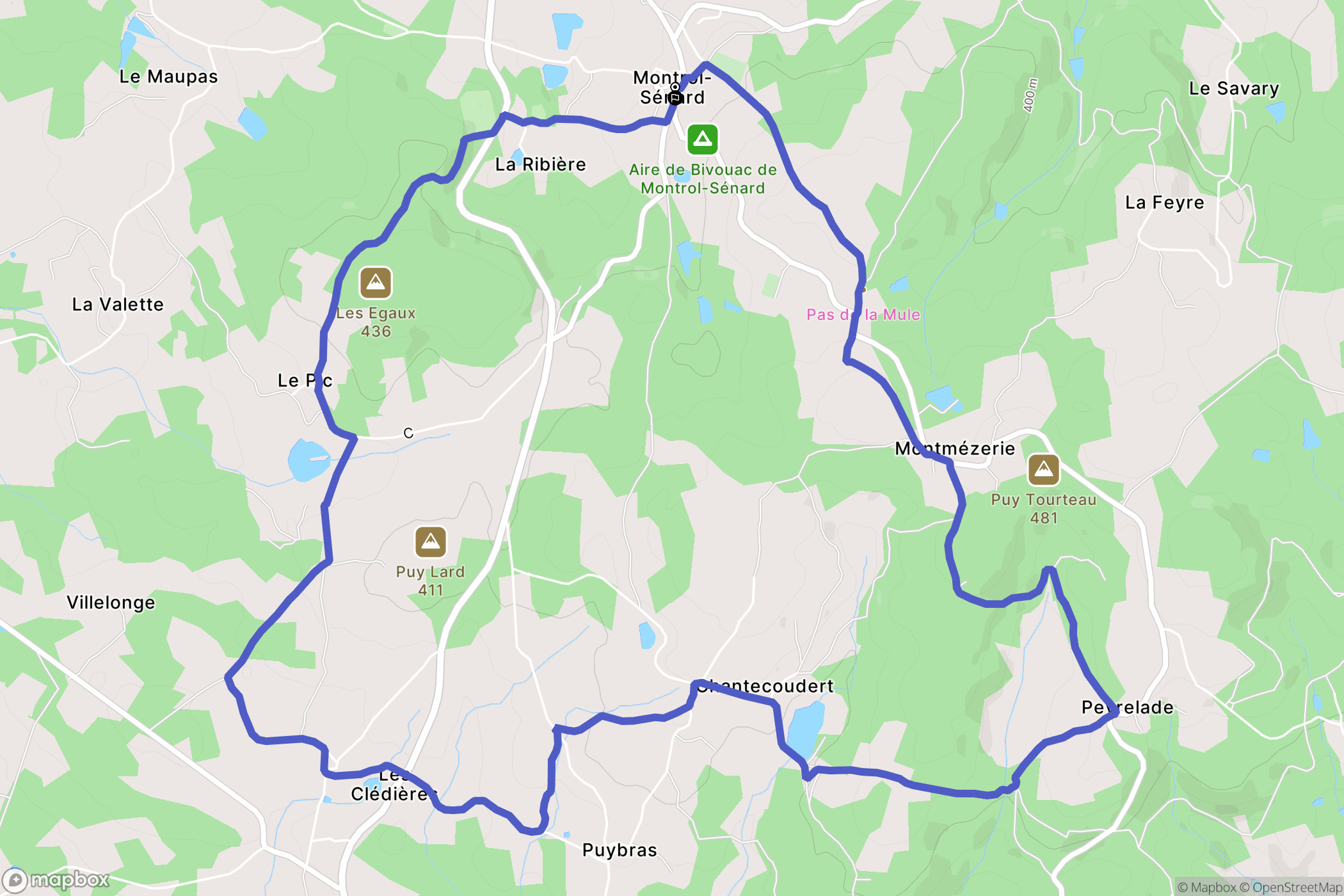 Montrol-Sénard : carte du parcours de randonnée - France