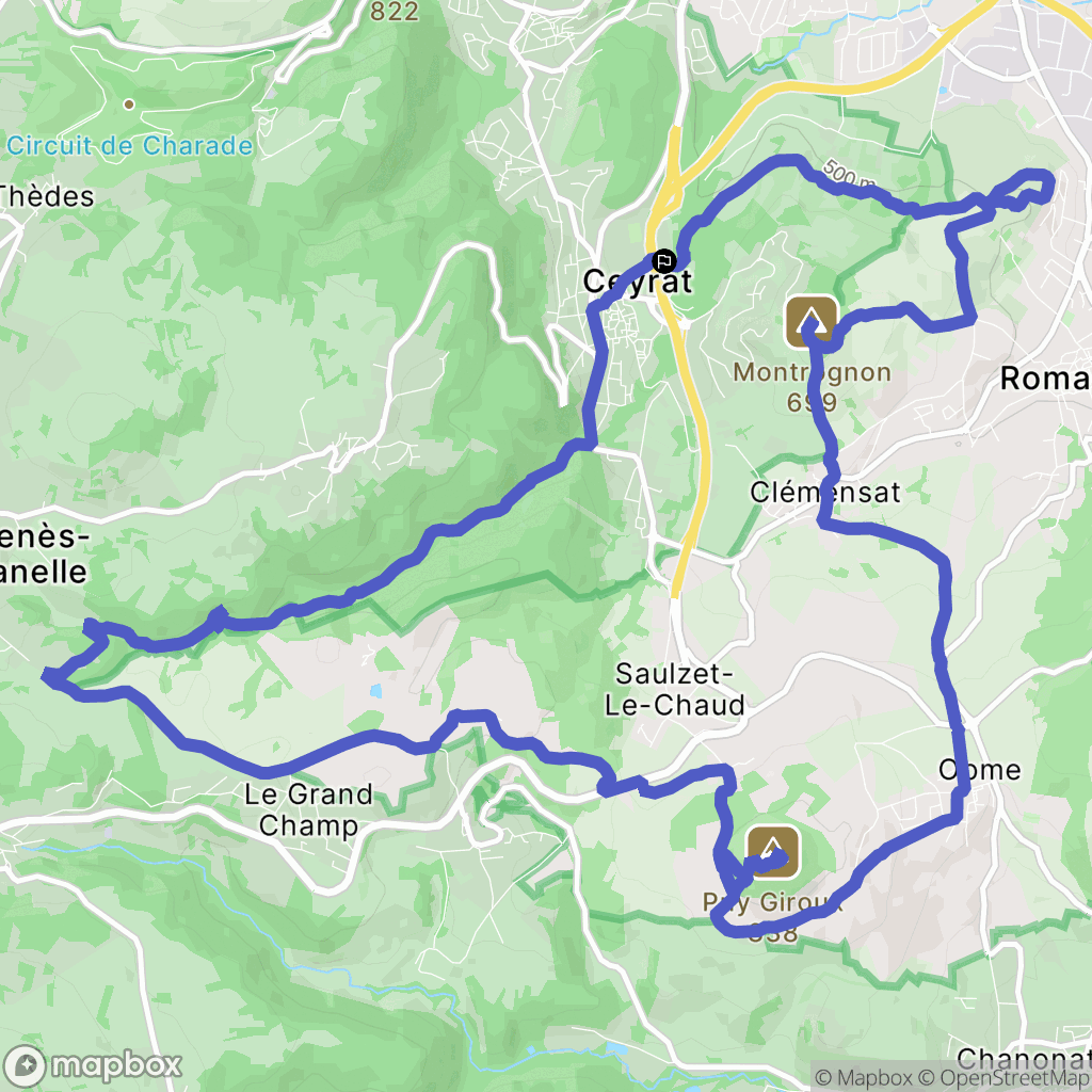 Ceyrat : carte du parcours de randonnée - France