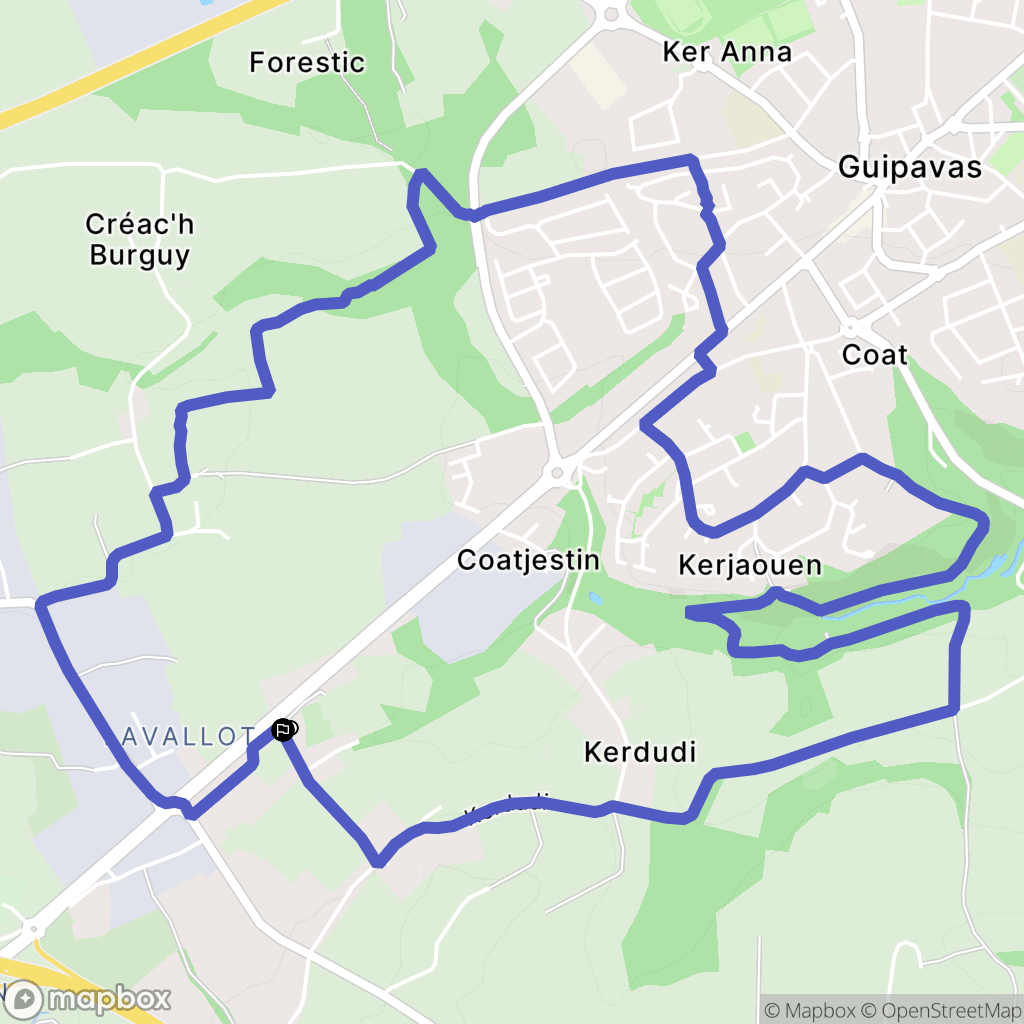 Guipavas : carte du parcours de randonnée - France
