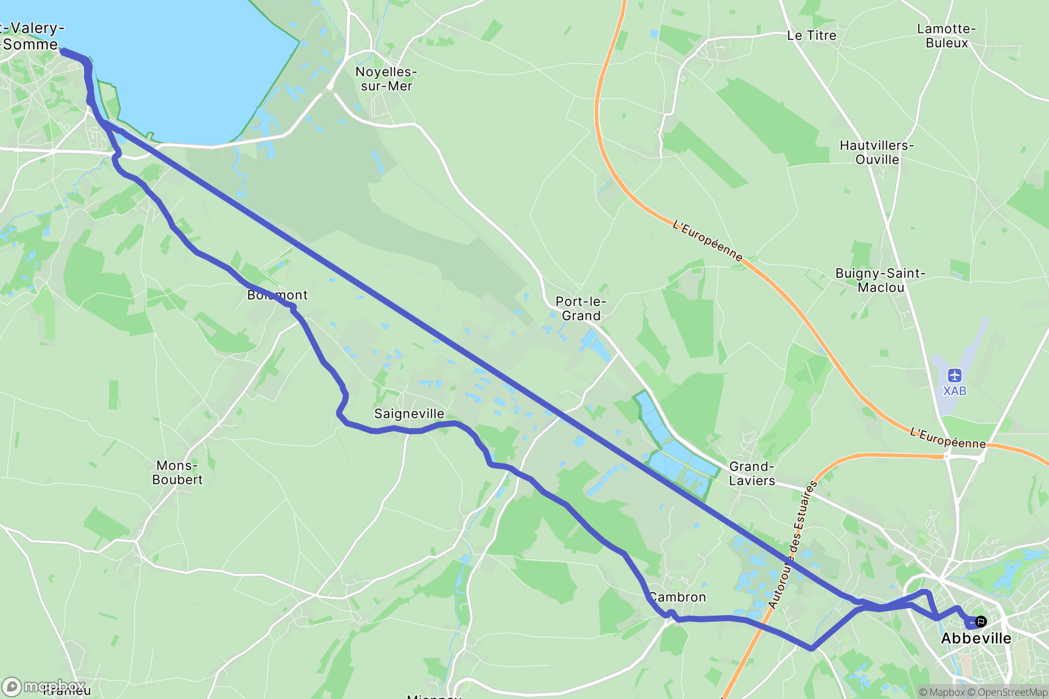 Abbeville : carte du parcours de randonnée - France