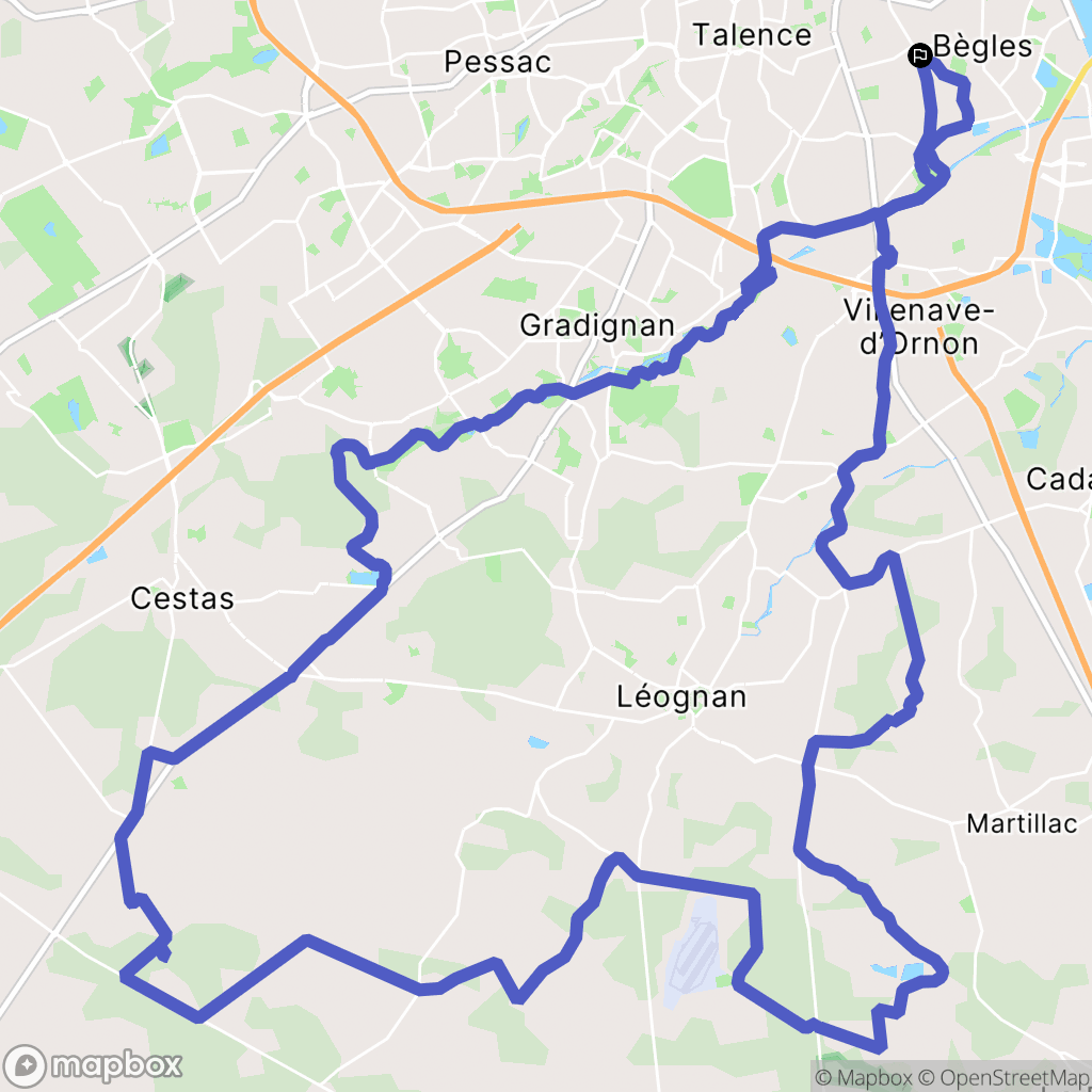Bègles : carte du parcours de randonnée - France