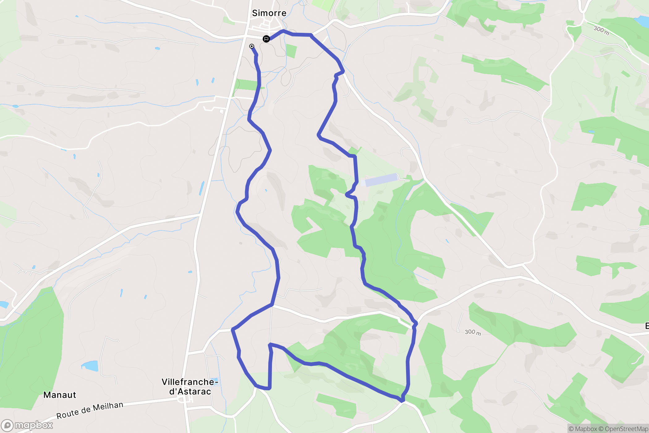Simorre : carte du parcours de randonnée - France