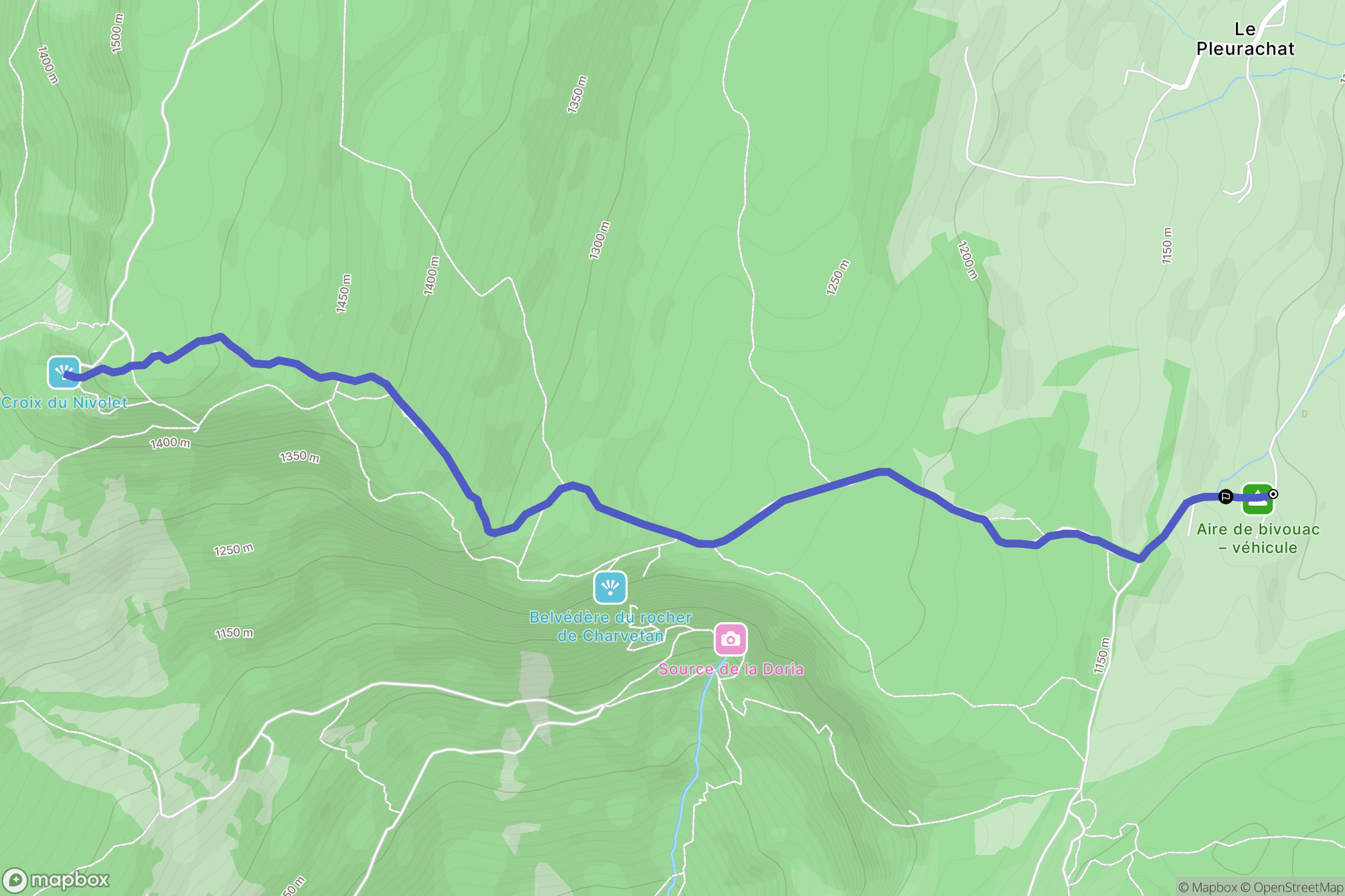 Les Deserts : carte du parcours de randonnée - France