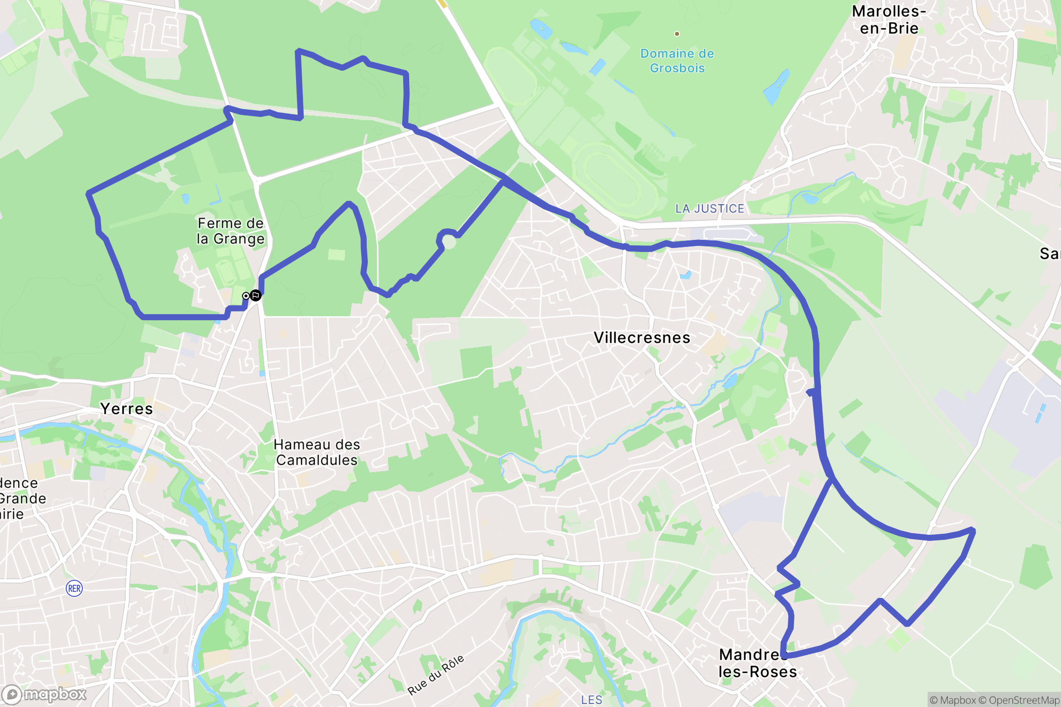 Yerres : carte du parcours de randonnée - France