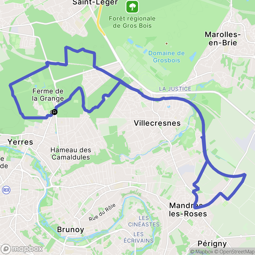 Yerres : carte du parcours de randonnée - France