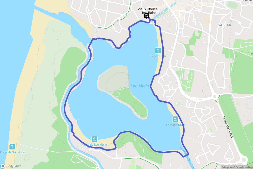 Vieux-Boucau-les-Bains : carte du parcours de randonnée - France