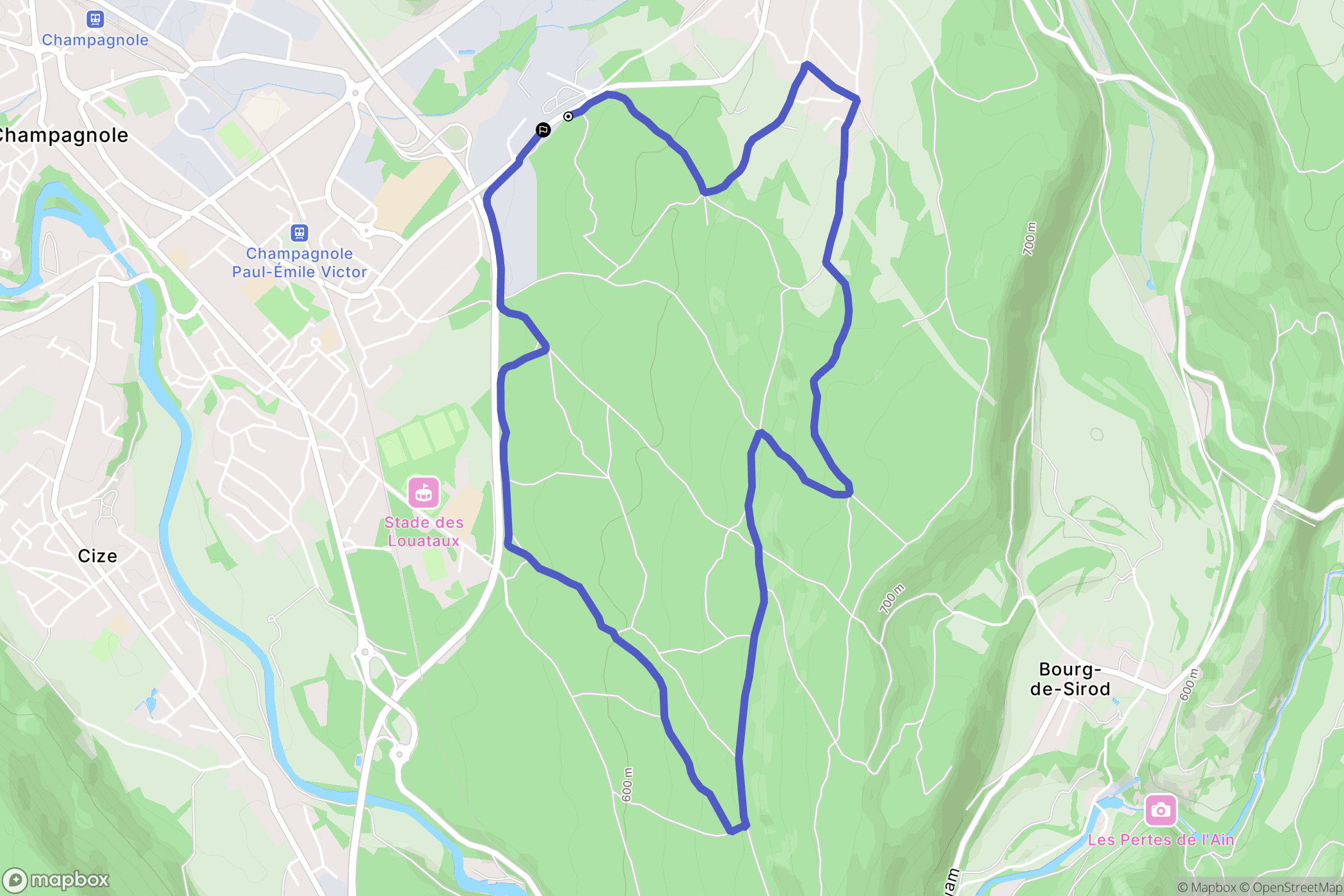 Champagnole : carte du parcours de randonnée - France
