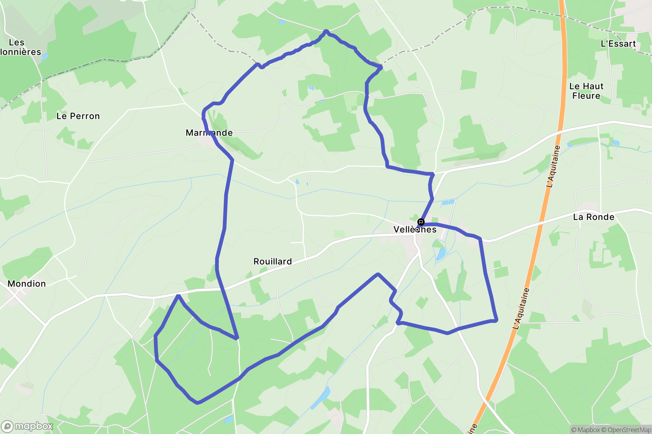 Vellèches : carte du parcours de randonnée - France