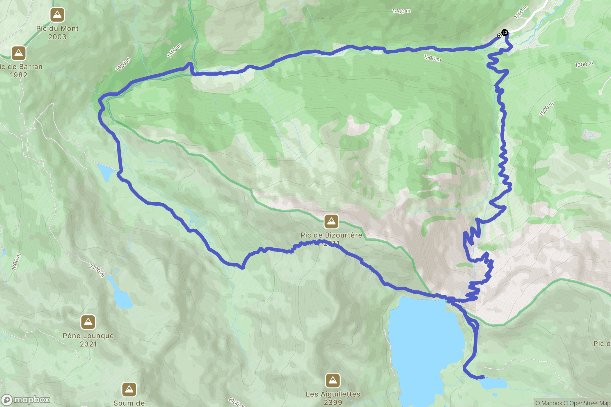 Bagnères-de-Bigorre : carte du parcours de randonnée - France
