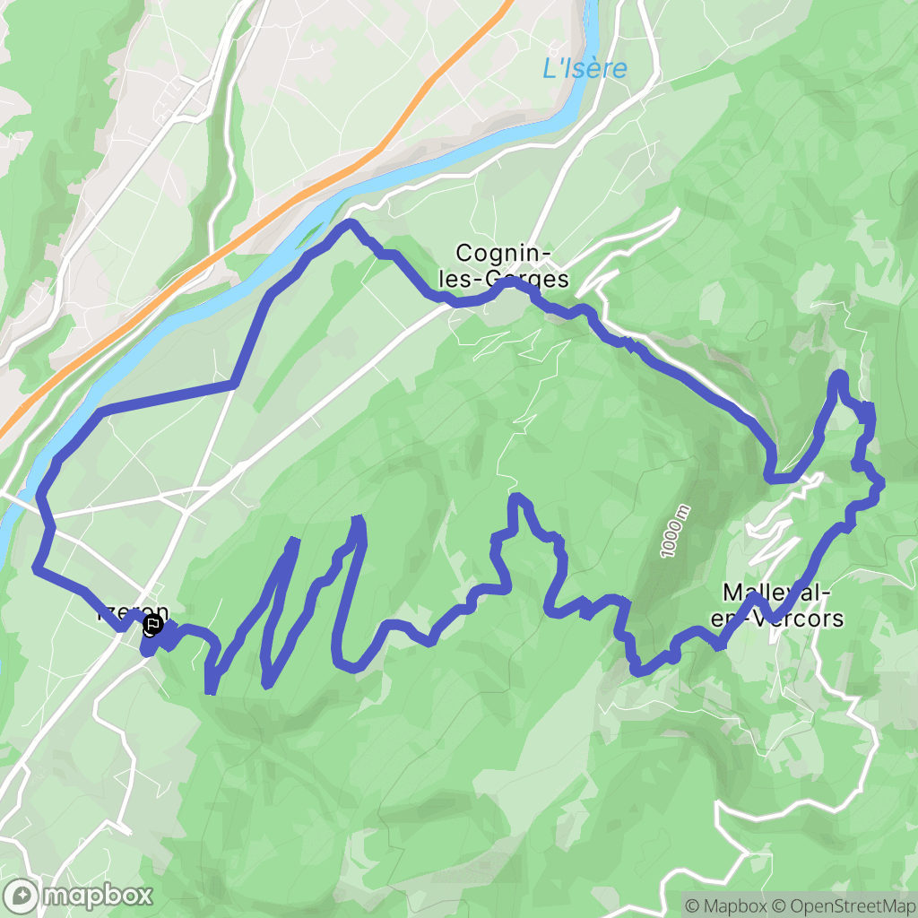 Izeron : carte du parcours de randonnée - France