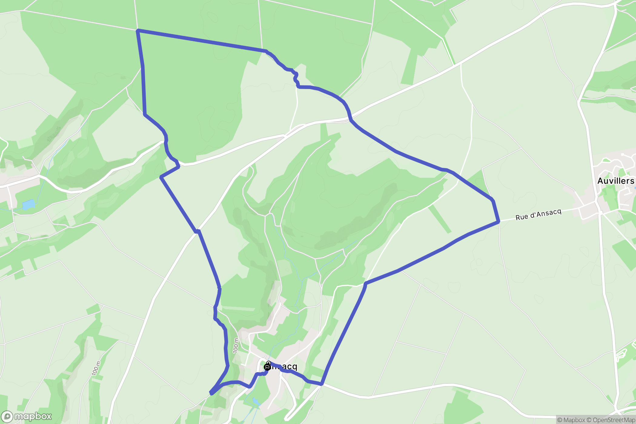Ansacq : carte du parcours de randonnée - France