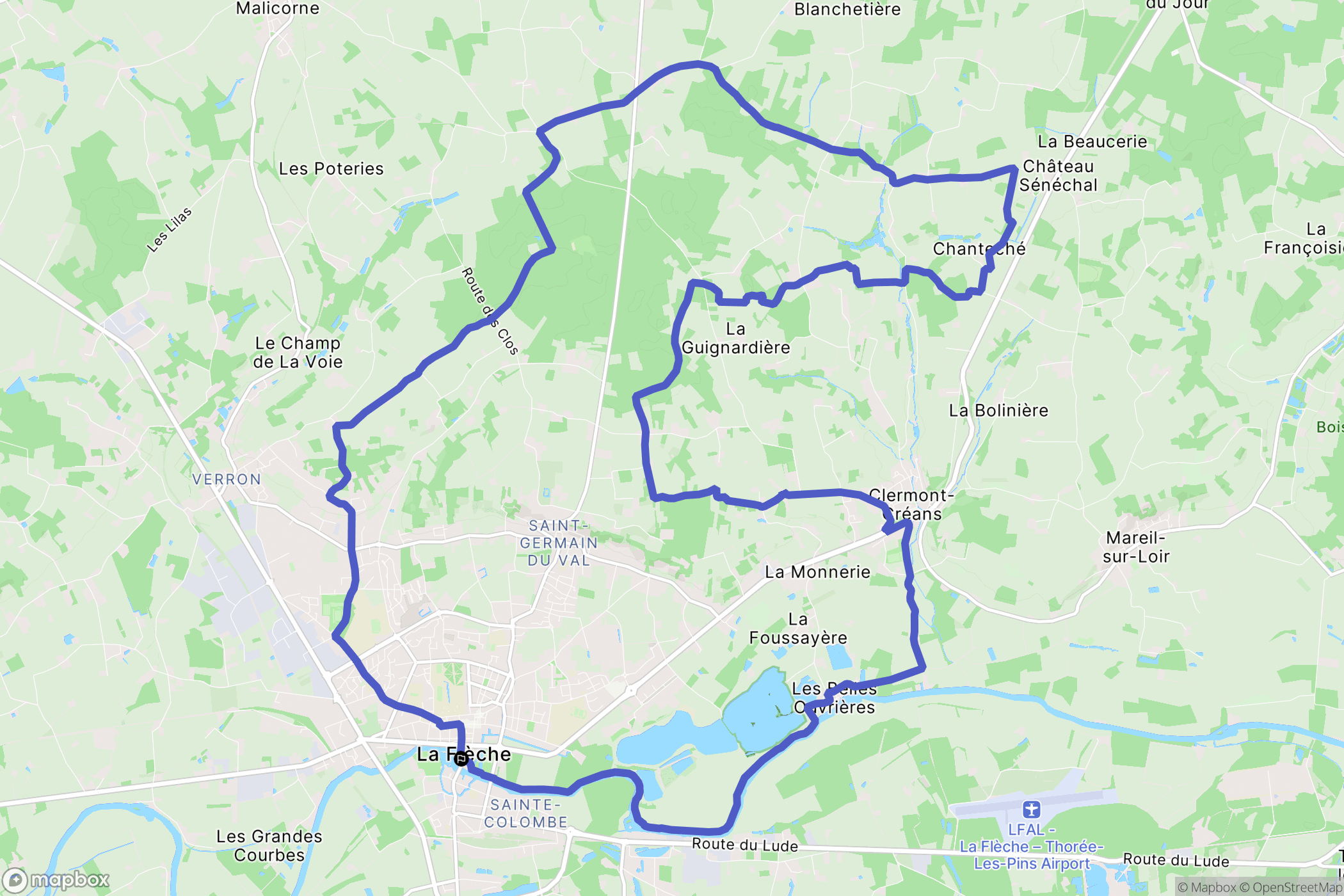 La Flèche : carte du parcours de randonnée - France