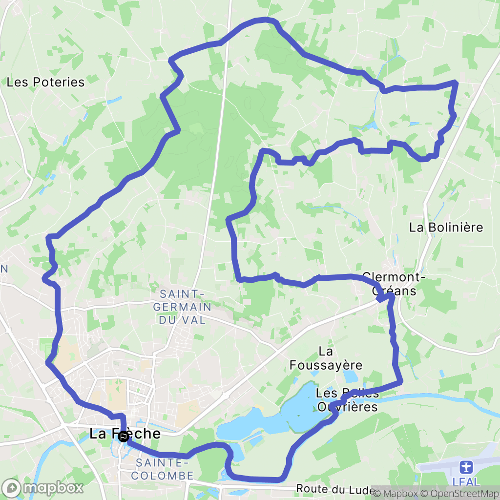 La Flèche : carte du parcours de randonnée - France