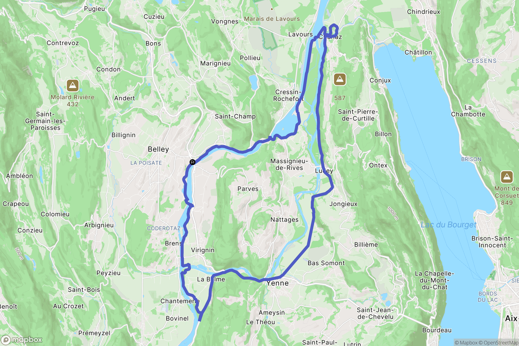 Belley : carte du parcours de randonnée - France