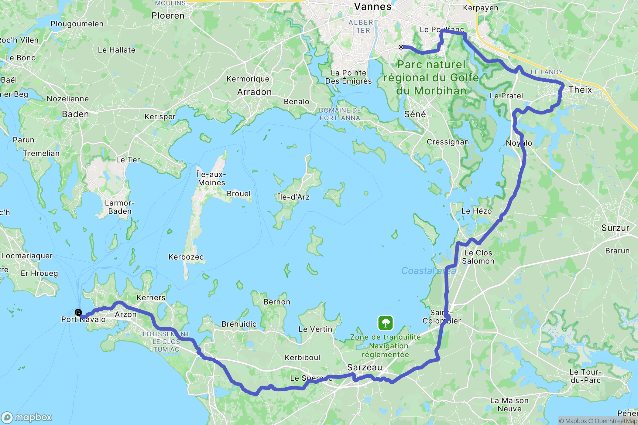 Vannes : carte du parcours de randonnée - France