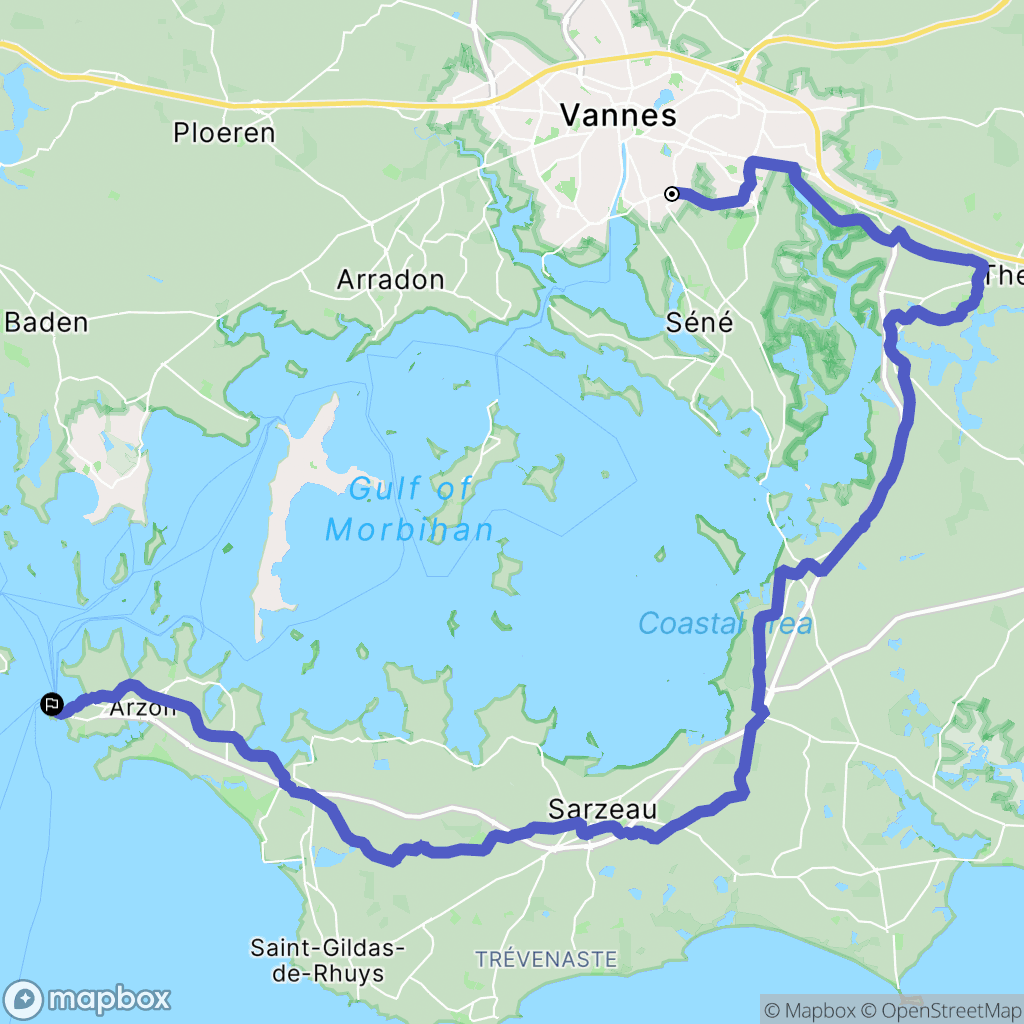 Vannes : carte du parcours de randonnée - France