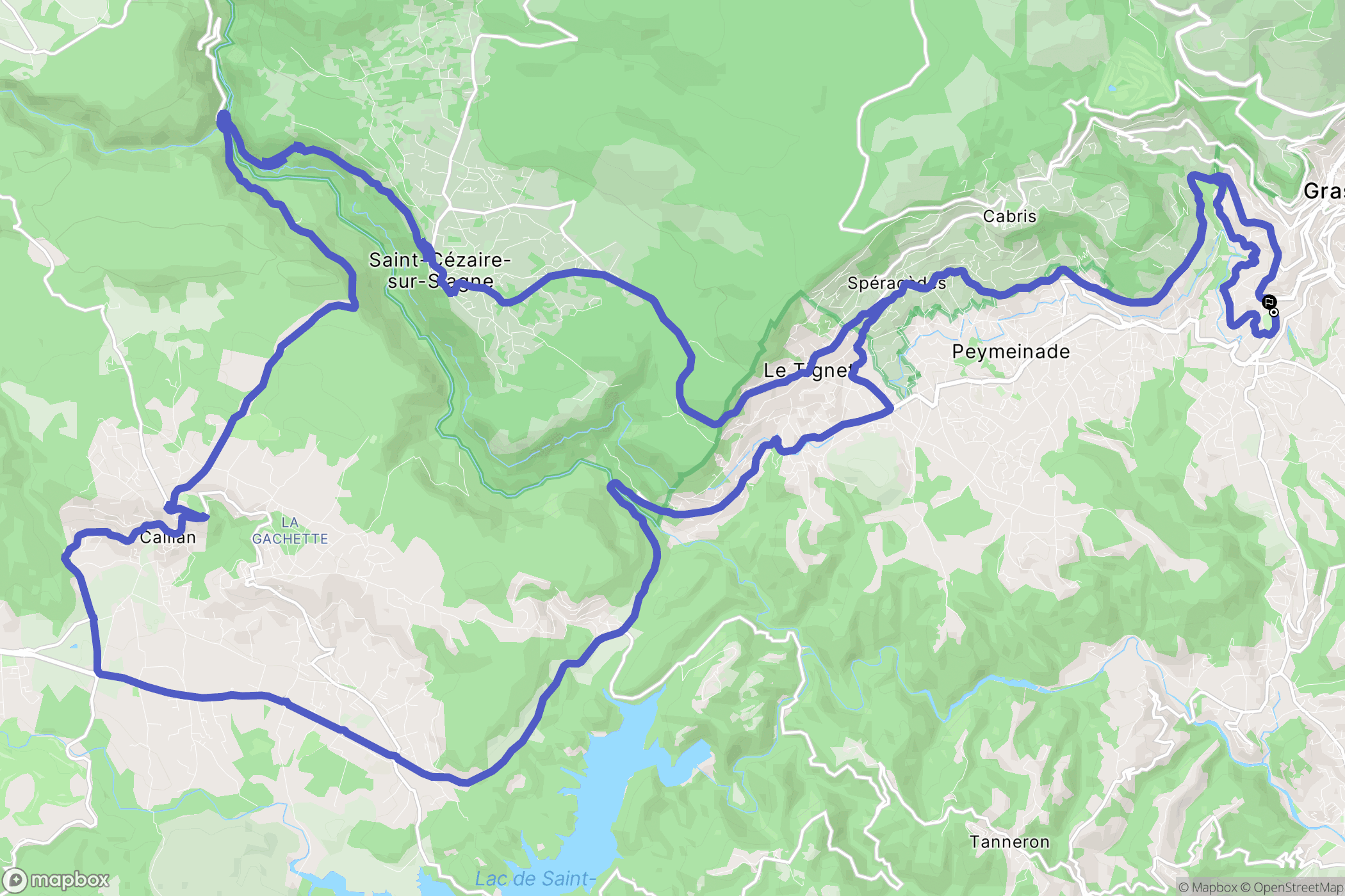 Grasse : carte du parcours de randonnée - France