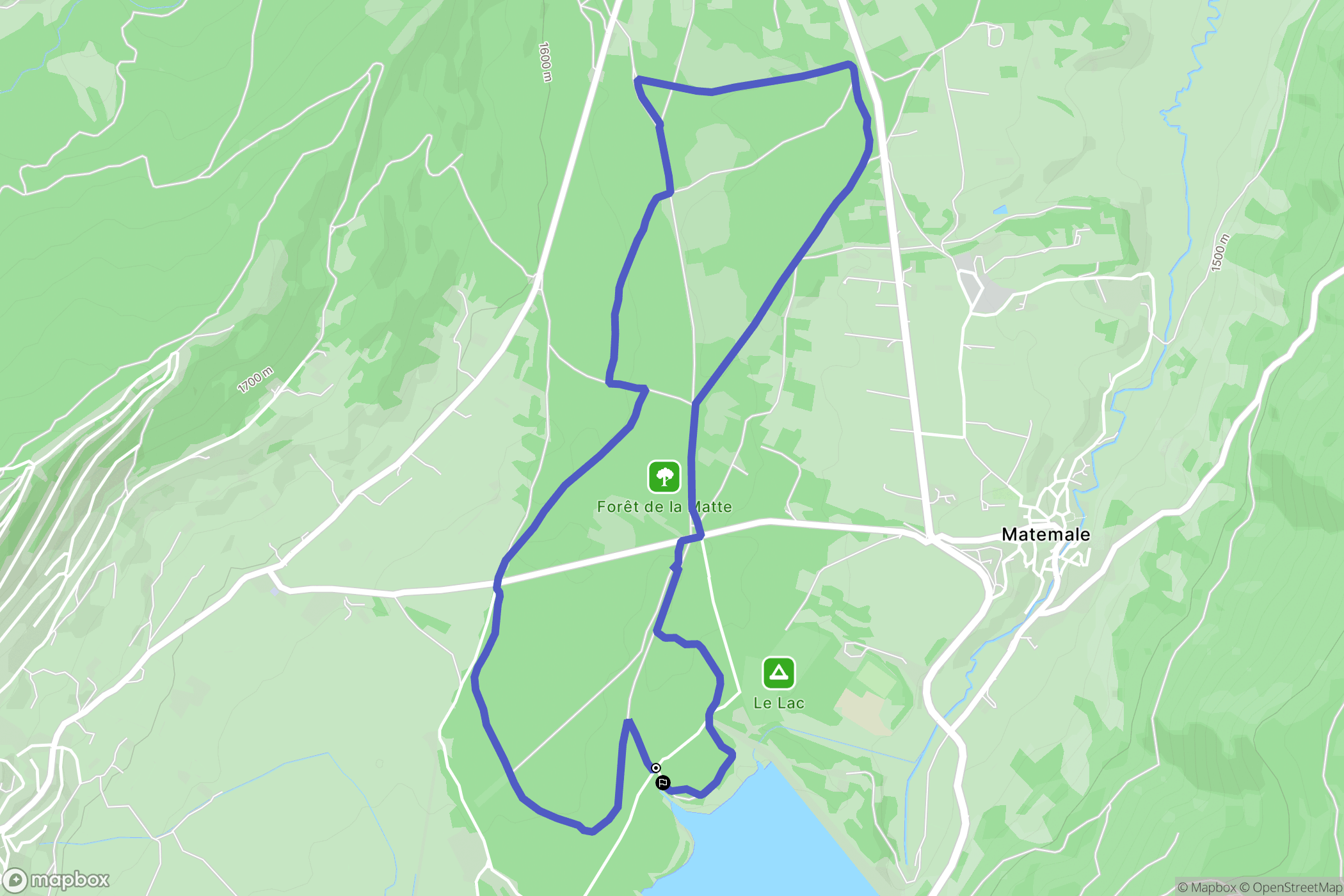 Matemale : carte du parcours de randonnée - France