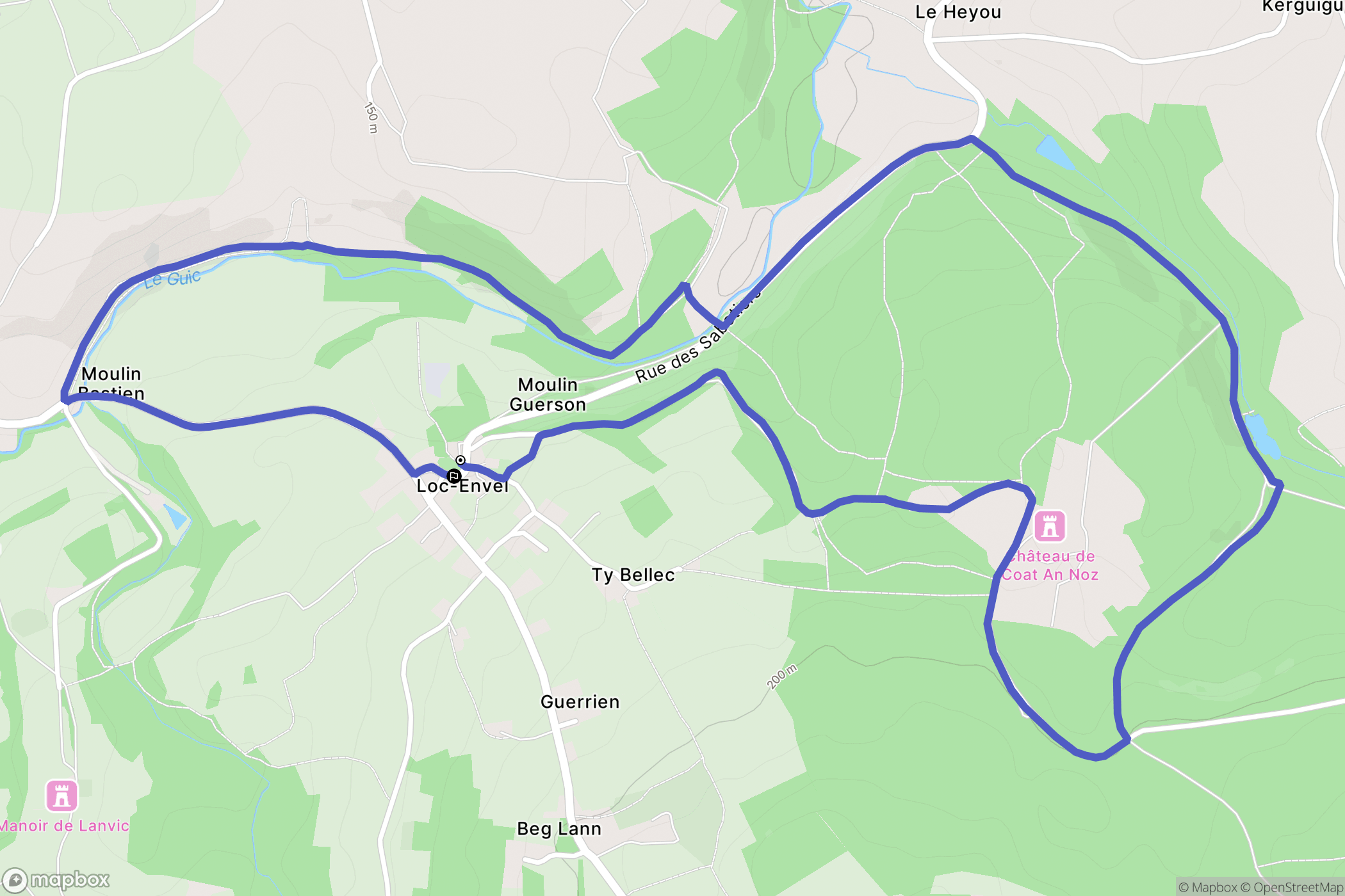Loc-Envel : carte du parcours de randonnée - France